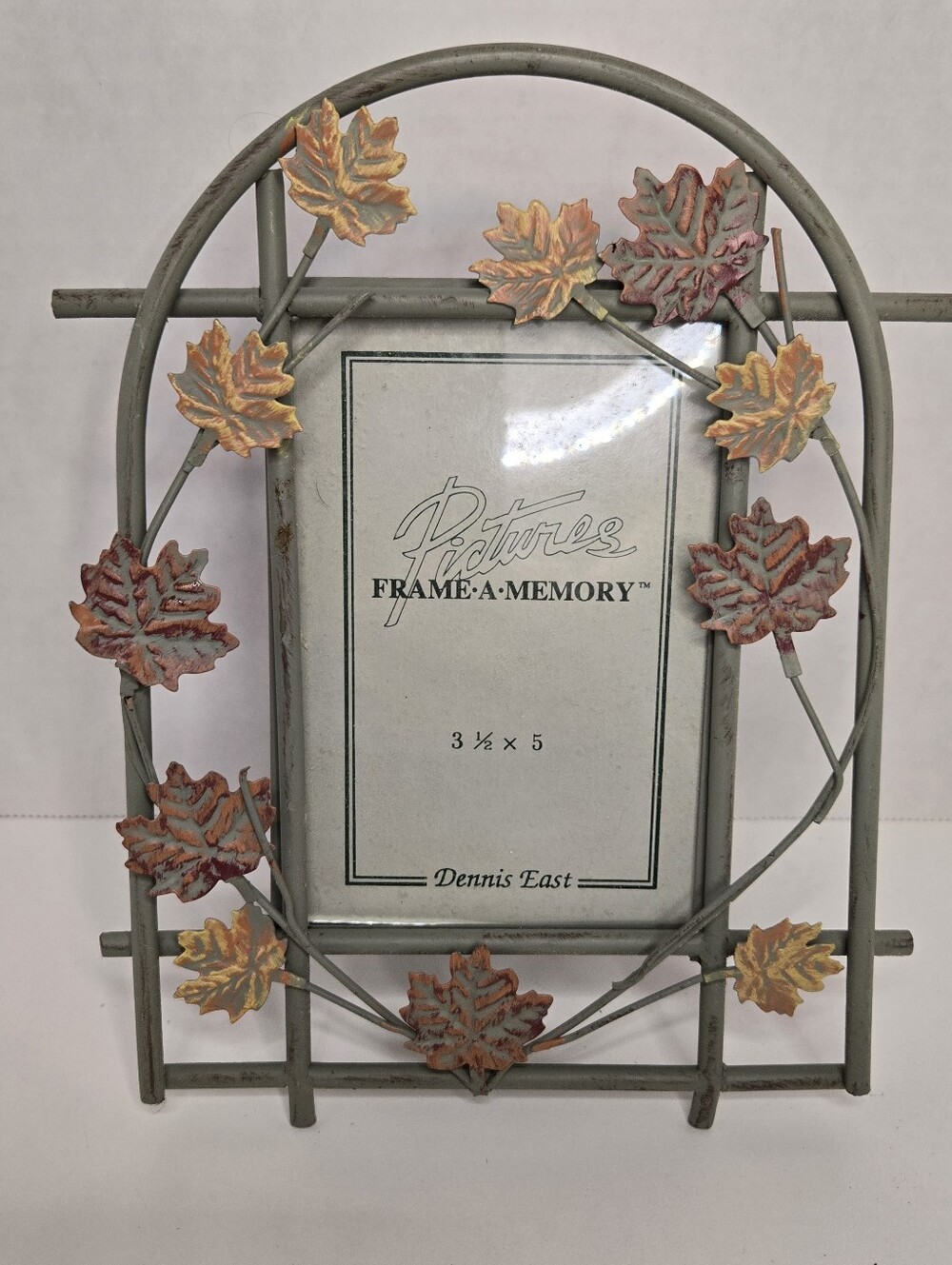 Dennis East "Frame-A-Memory" Rustic Green Metal Picture Frame W/ Maple Leaves